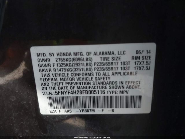 Honda Pilot Lx Image 8